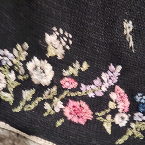 Black Floral Embroidered Cardigan - Picture 4 of 8